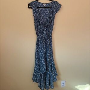 Max Studio Wrap Floral Blue Dress